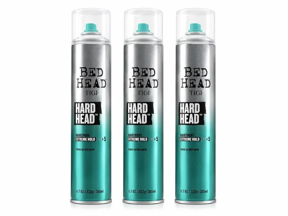 TIGI Bed Head Hard Head Extreme Hold Hairspray 11.7 fl oz 385ml 3 Pack